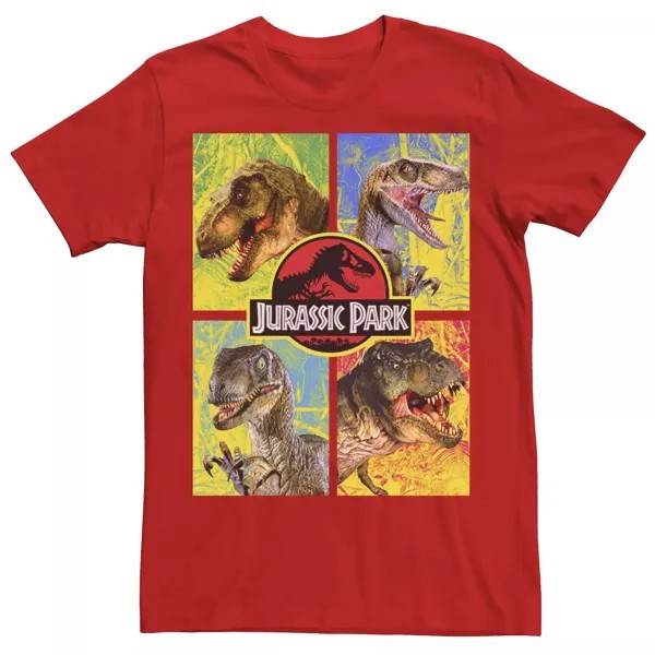 Мужская футболка «Парк Юрского периода» ручной работы с динозаврами Licensed Character, красный