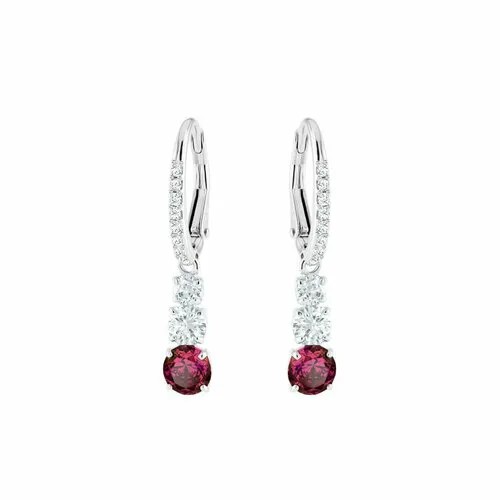 Серьги с подвесками SWAROVSKI, кристаллы Swarovski, размер/диаметр 30 мм, фуксия, серебряный