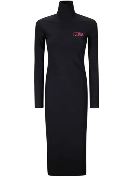 MM6 Maison Margiela платье миди с логотипом, черный