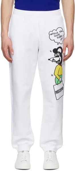 Белые брюки для отдыха с комиксами Moschino
