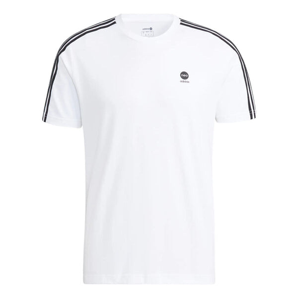 Футболка Men's adidas neo Contrasting Colors Stripe Athleisure Casual Sports Short Sleeve White T-Shirt, мультиколор