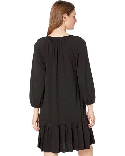Платье Lilla P Flame Modal 3/4 Sleeve Shirred Raglan Dress, черный