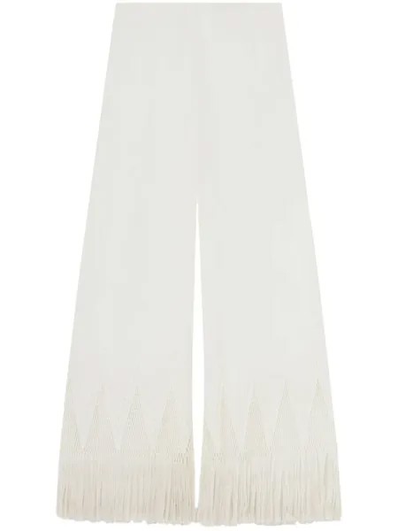 Stella McCartney широкие брюки с бахромой, нейтральный цвет