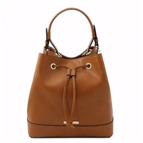 Женская кожаная сумка-бакет Tuscany Leather Minerva TL142145 коньяк