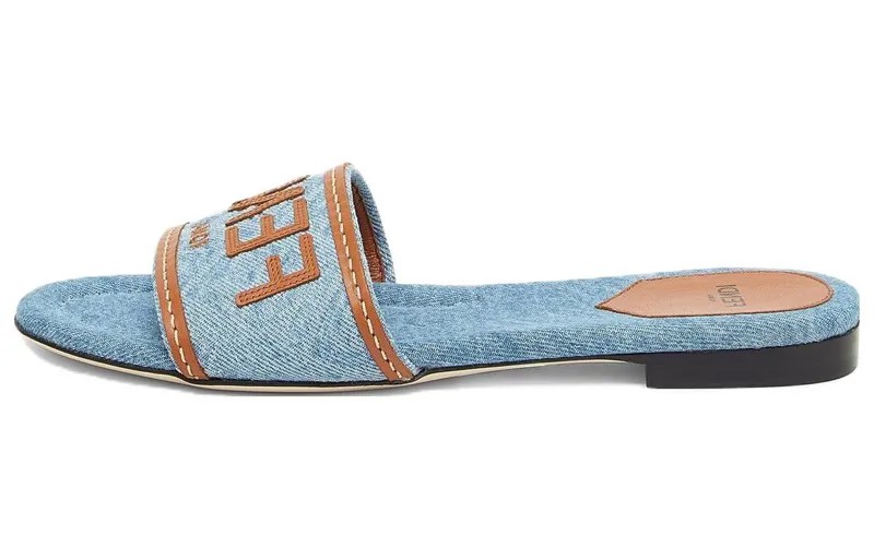 Шлепанцы женские синие Fendi