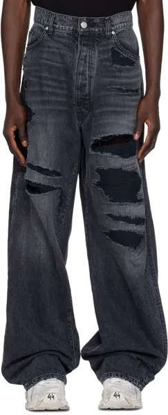 Черные широкие джинсы с 5 карманами B1Archive