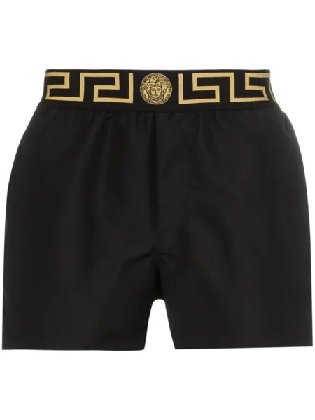 Versace плавки-шорты с принтом Greca, черный