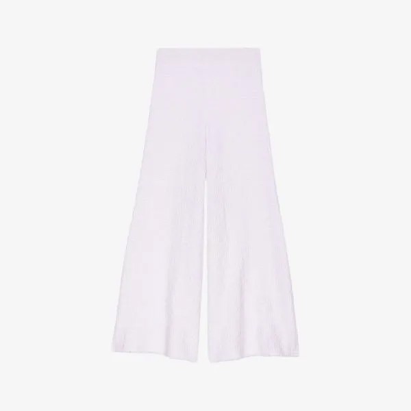 Твидовые брюки широкого кроя с необработанными краями Maje, цвет blanc