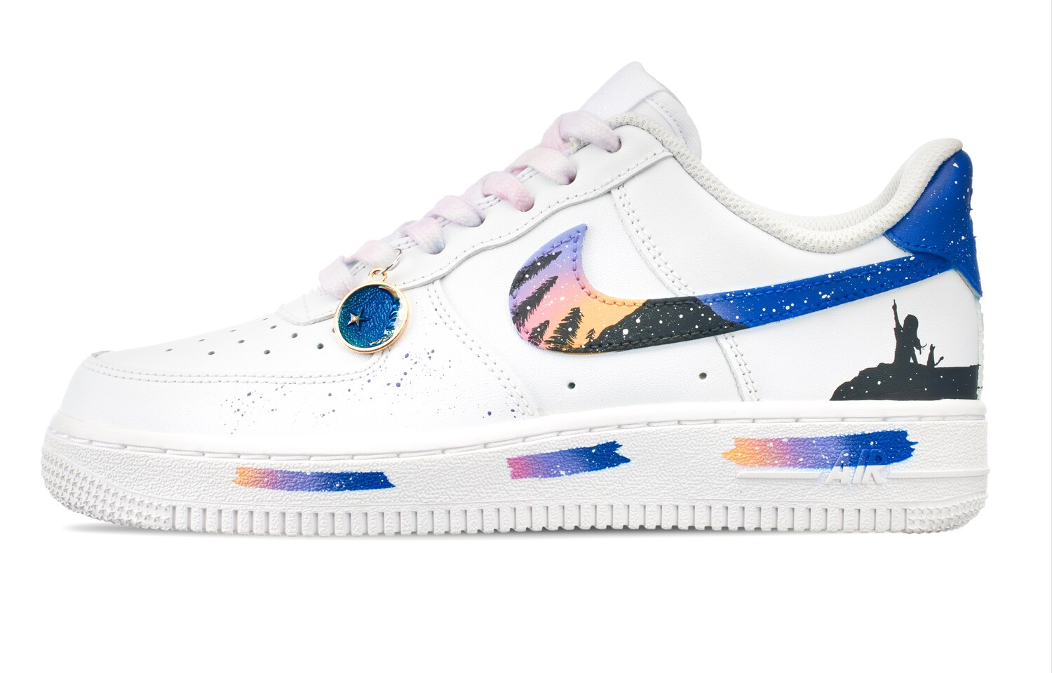 Кроссовки Nike Air Force 1 Skateboarding Shoes Women's Low-top White/Royal Blue, белый/синий