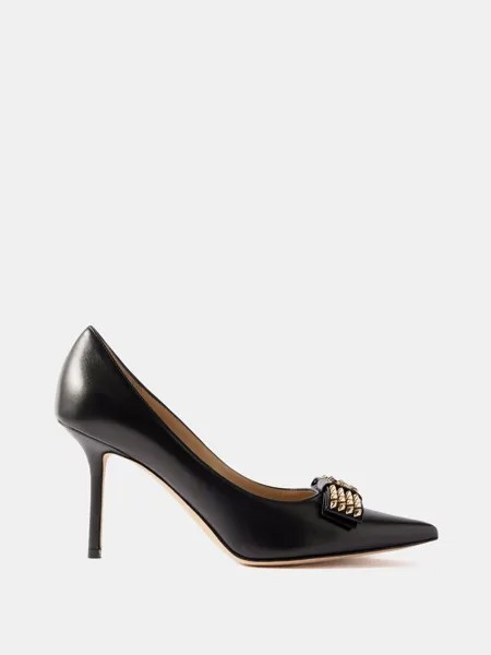 Кожаные туфли love 85 с заклепками и бантом Jimmy Choo, черный