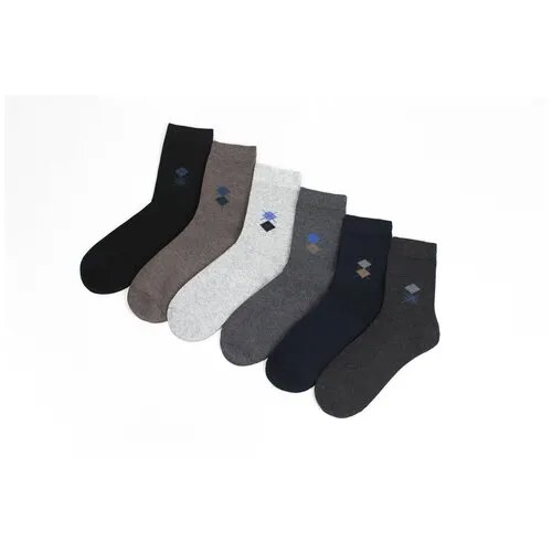 Мужские носки S-Family, 6 пар, 6 уп., классические, на Новый год, на 23 февраля, нескользящие, размер 41-44, бежевый, черный