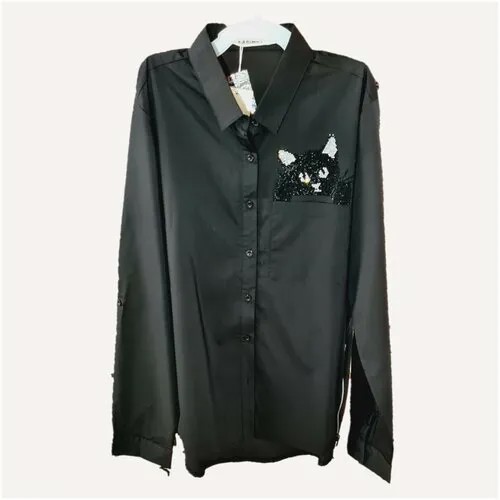 Блузка для девочек, черный, Рост 164-170 (L)