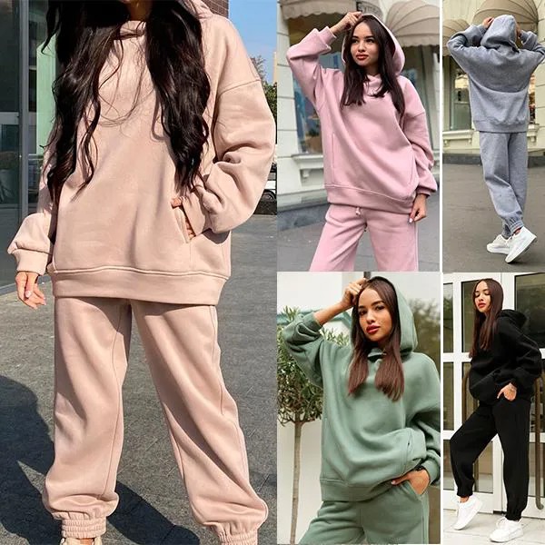 Женский спортивный костюм женщин случайных Sweatshirt Дамы Hoodie Sweatpants Две части экипировка