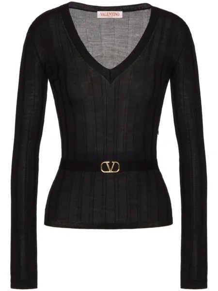 Valentino Garavani шерстяной джемпер с логотипом VLogo Signature, черный