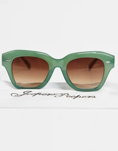 Женские круглые солнцезащитные очки в зеленой оправе Jeepers Peepers-Зеленый цвет