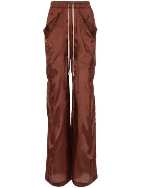 Rick Owens атласные брюки прямого кроя, коричневый