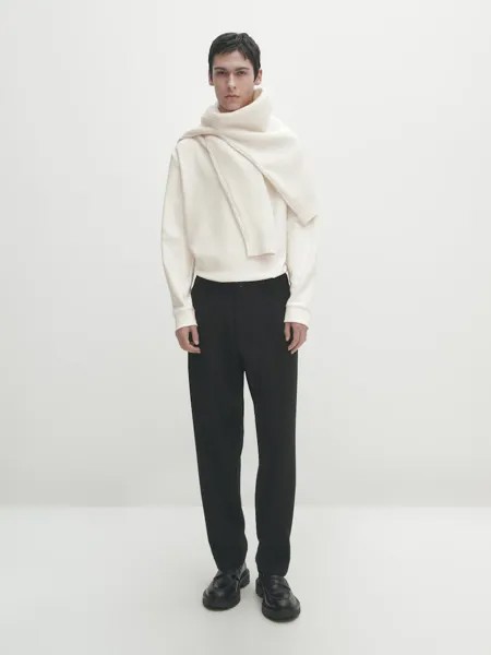 Рубашка-Поло из фактурного смесового хлопка Massimo Dutti, бежевый