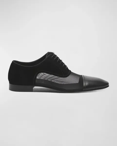 Мужские оксфорды из кожи в сетку в стиле грегго Christian Louboutin, цвет Version Black