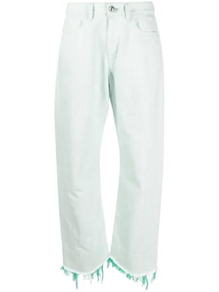 Jil Sander брюки широкого кроя с бахромой, зеленый