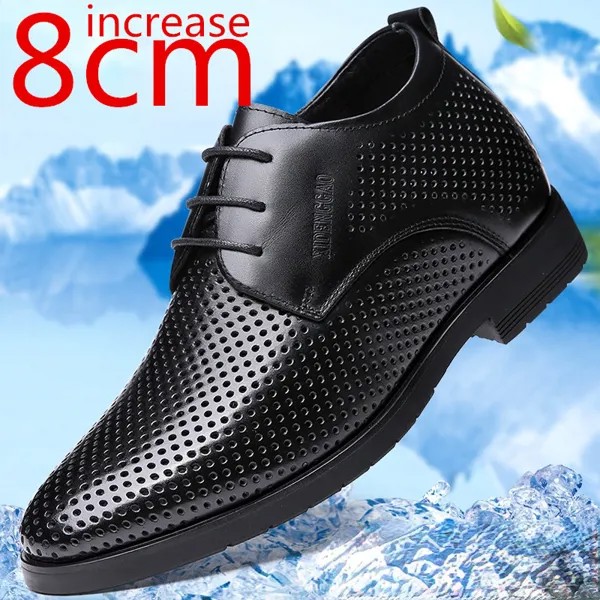 Мужские сандалии увеличивают рост 8 см, летние мужские сандалии с рельефным верхом, кожаная обувь, деловые сандалии с рельефным верхом