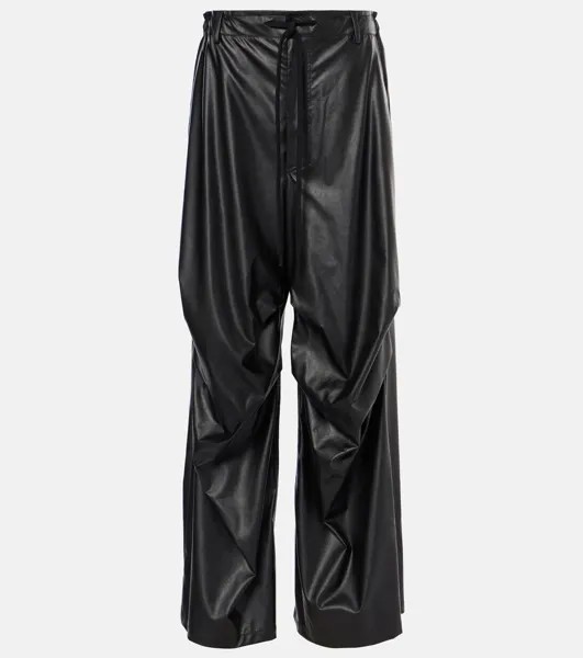 Широкие брюки из искусственной кожи Mm6 Maison Margiela, черный