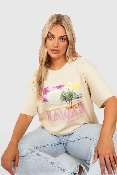 Гавайская футболка с графикой Boohoo, песочный