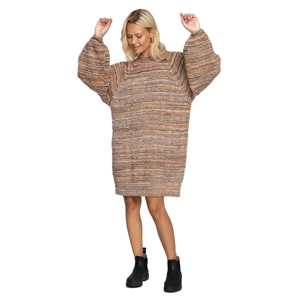 Платье миди Billabong Gypsy Long Sleeve, коричневый