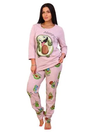 Пижама кофта и брюки, размер 46, хлопок, с начесом