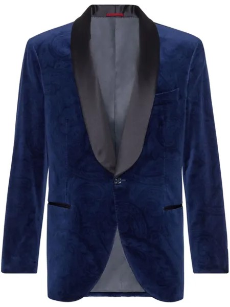 Brunello Cucinelli жаккардовый пиджак с узором, синий