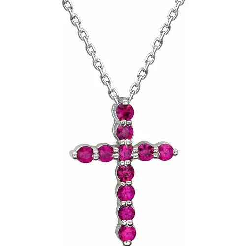Колье из белого золота с рубином 01Л520993-2 Эстет Religion, длина 40 см.