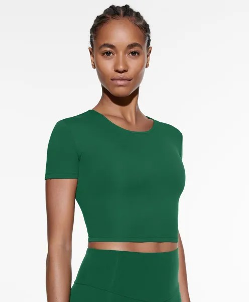 Топ Oysho Back Detail Comfortlux Short-sleeved, зеленый