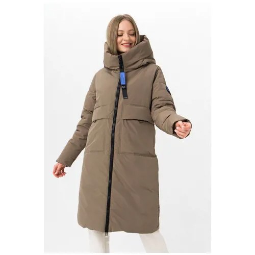 Утепленное пальто с накладными карманами En_W61451 Коричневый 48