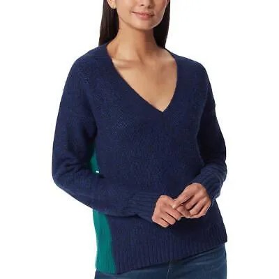 Anne Klein Женский уютный пуловер с цветными блоками и V-образным вырезом BHFO 0250