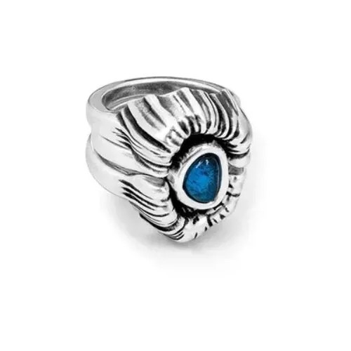 Кольцо Ciclon, муранское стекло, размер 18, серебряный, синий