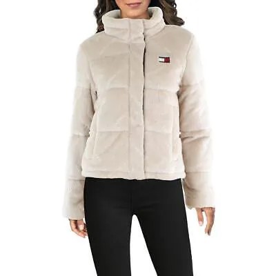 Tommy Hilfiger Женская бежевая короткая куртка-пуховик из искусственного меха с логотипом S BHFO 0952