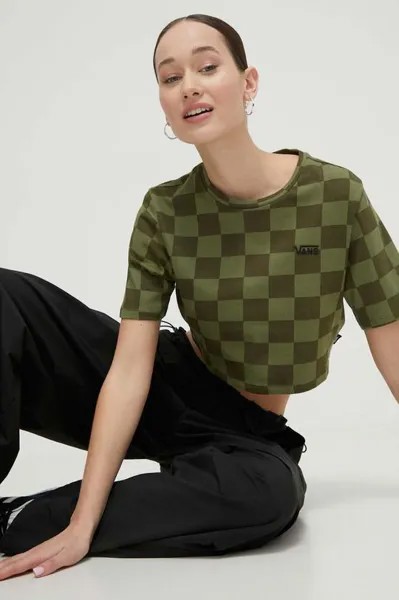 Хлопковая футболка Vans, зеленый
