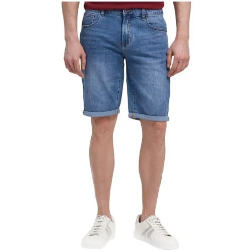 Шорты мужские джинсовые из высококачественного хлопка, с отворотом, большие размеры. Цвет-голубой