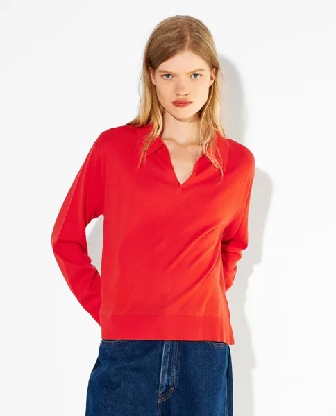 Женский однотонный вязаный свитер с V-образным вырезом Parfois, красный