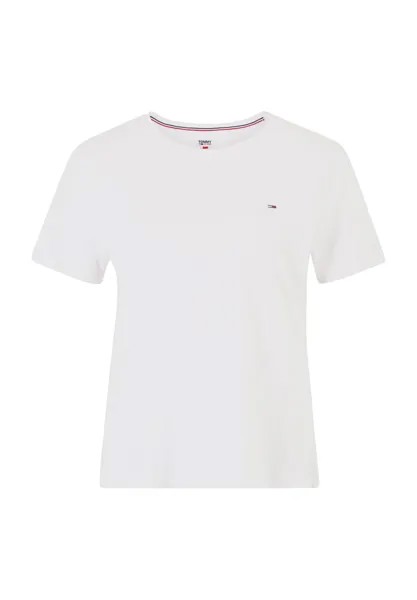 Футболка, круглый вырез, логотип, стандартный крой, для женщин TOMMY Jeans, цвет Ybr White