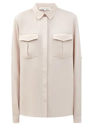 Свободная блуза из шелковистого тенсела с фигурными накладными карманами