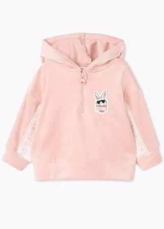 Розовое велюровое худи oversize с молнией для девочки Gloria Jeans
