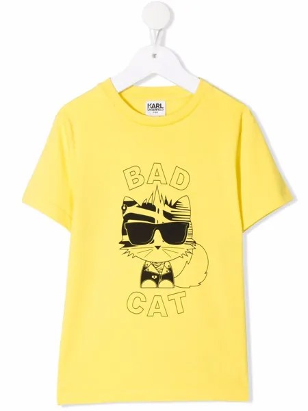 Karl Lagerfeld Kids футболка из органического хлопка с принтом Bad Cat