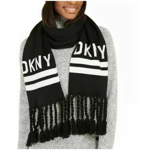 Шарф DKNY,159х21 см, one size, черный