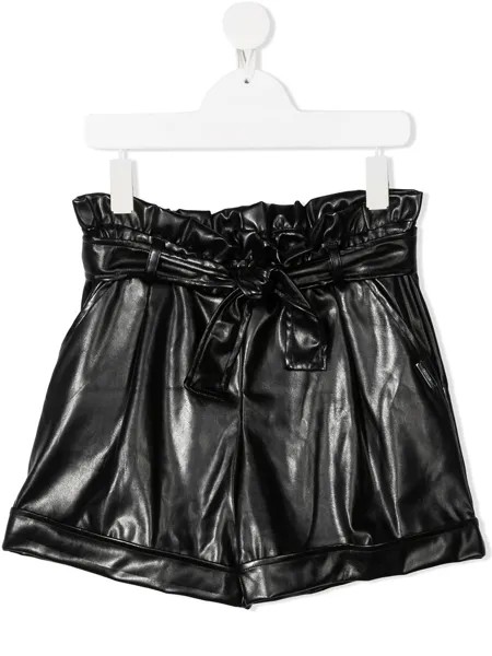 MSGM Kids шорты из искусственной кожи с завязками на талии