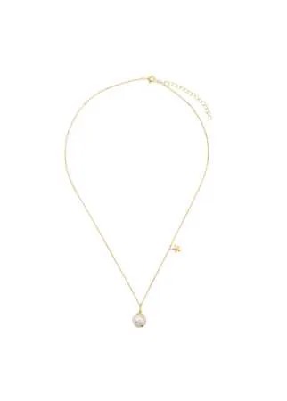 Eshvi star and moon pearl pendant necklace