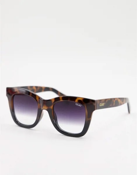 Женские солнцезащитные очки в квадратной черепаховой оправе Quay After Hours-Коричневый цвет