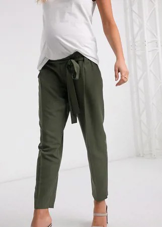 Суженные книзу брюки длиной до щиколотки с посадкой под животом ASOS DESIGN Maternity-Зеленый цвет