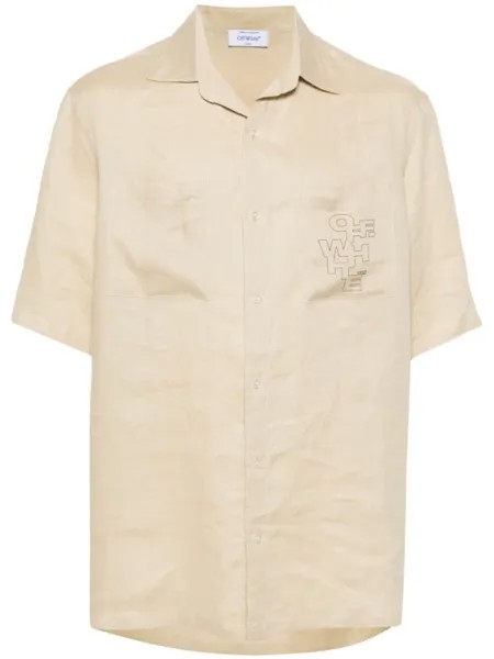 Off-White льняная рубашка Outline Arrow, нейтральный цвет