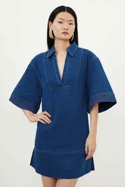 Джинсовое мини-платье Tencel Karen Millen, синий