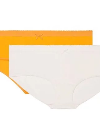 DIM Набор трусов шорты Les pockets microfibre, 2 шт., размер 44/46, перламутровый/желтый